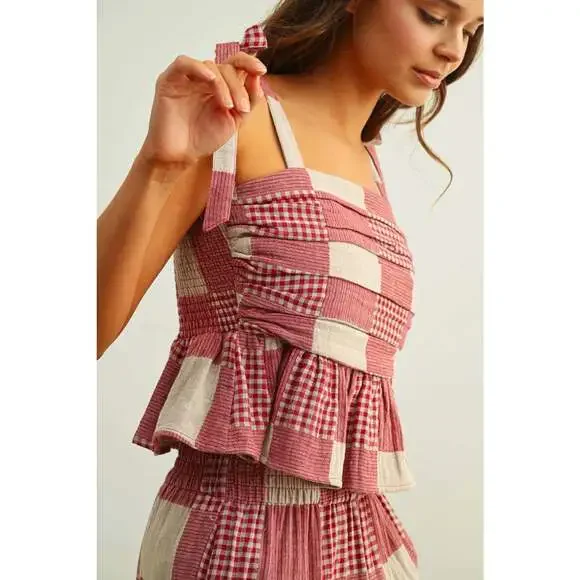 GINGHAM PATCH EFFECT TOP - Picture 5 of 7